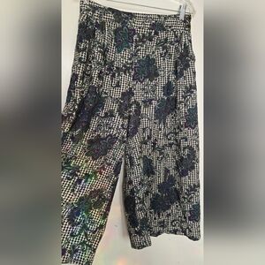 Vintage Houndstooth Floral Paisley Coulotte Pants